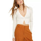 Cardigan feminino Danielle Bernstein com manga bufante, tamanho natural, médio