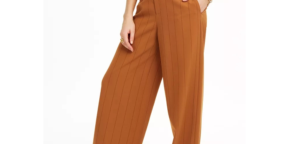 Calça feminina Danielle Bernstein com listras laranja escuro, tamanho 10