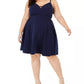 Vestido plus size estilo coração feminino City Studios, azul marinho, tamanho 24W