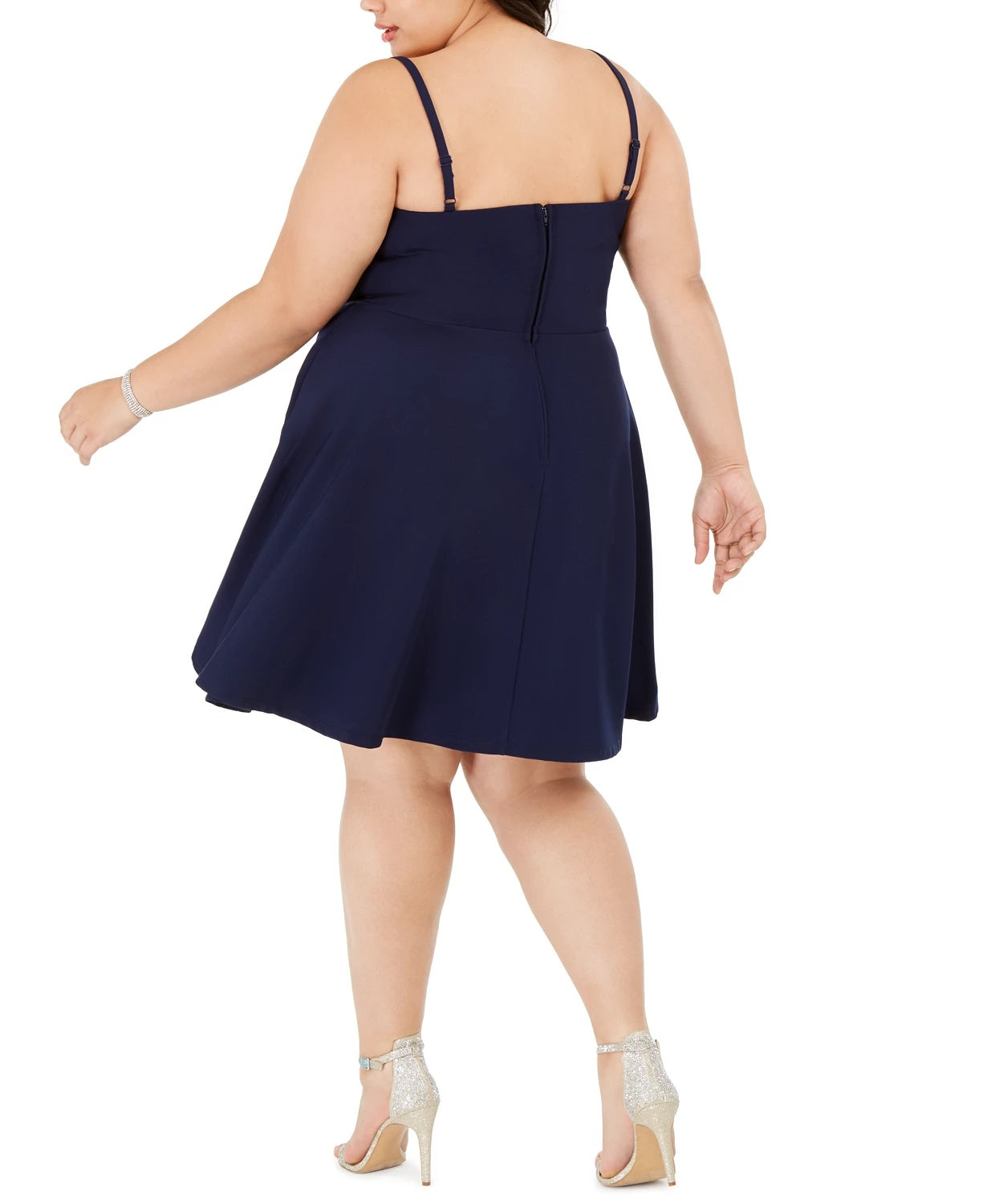 Vestido plus size estilo coração feminino City Studios, azul marinho, tamanho 18