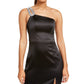 Vestido de cetim com um ombro só e corações com lantejoulas para jovens, preto, tamanho 7