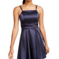 Vestido de cetim com corte evasê Sequin Hearts Juniors, azul marinho, tamanho 9