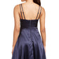 Vestido de cetim com corte evasê Sequin Hearts Juniors, azul marinho, tamanho 9