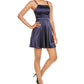 Vestido de cetim com corte evasê Sequin Hearts Juniors, azul marinho, tamanho 9
