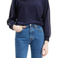Moletom com gola redonda Levi's Natalie feminino, tamanho azul marinho, extra pequeno