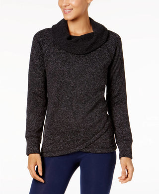 Ideology Women's Cowl Neck Pullover Black Size Large