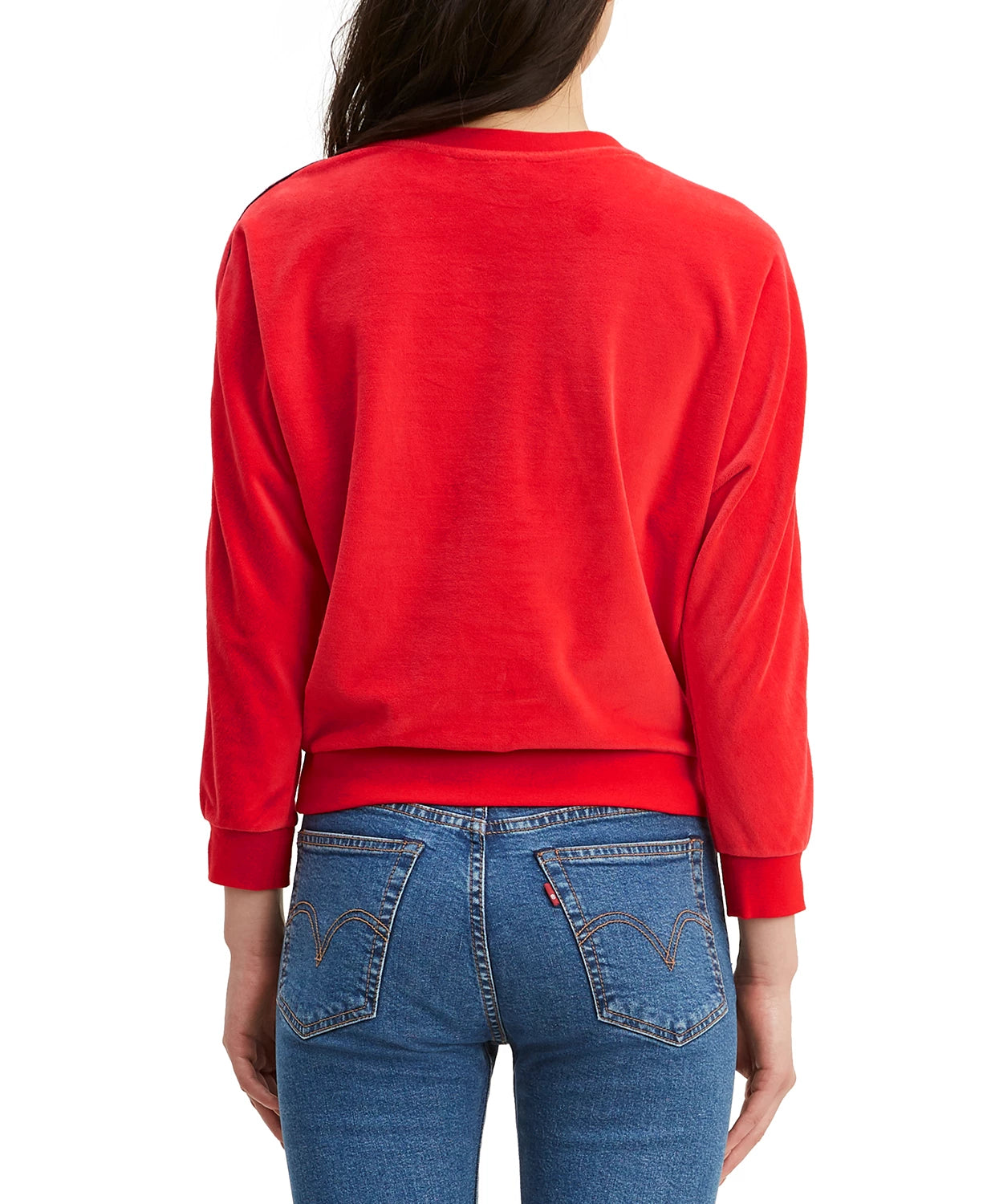 Blusa feminina Levi's de veludo com manga dolman, vermelha, tamanho X-G