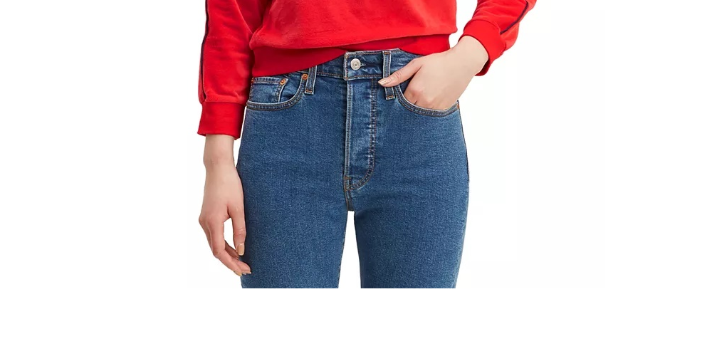Blusa feminina Levi's de veludo com manga dolman, vermelha, tamanho X-G
