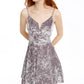Vestido City Studios Juniors Glitter Crushed Velvet Fit &amp; Flare Cinza Tamanho 3