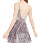 Vestido City Studios Juniors Glitter Crushed Velvet Fit &amp; Flare Cinza Tamanho 3
