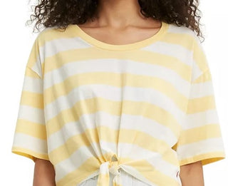 Levi's Women's Fiona Cotton Striped Tie-Front T-Shirt Yellow Size Small