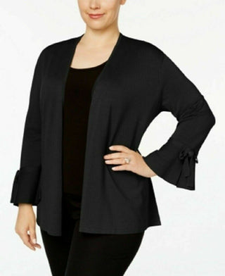 Cardigan feminino Alfani com mangas amarradas, preto, tamanho XXG