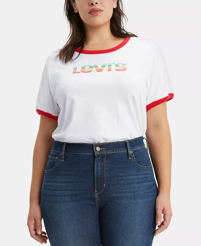 Camiseta Levi's Trendy Plus Graphic Ringer Feminina Branca Tamanho 1X