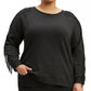 Top Levi's Trendy Reese com franjas feminino, preto, tamanho X-G