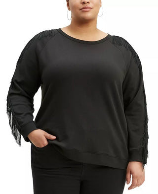 Top Levi's Trendy Reese com franjas feminino, preto, tamanho X-G