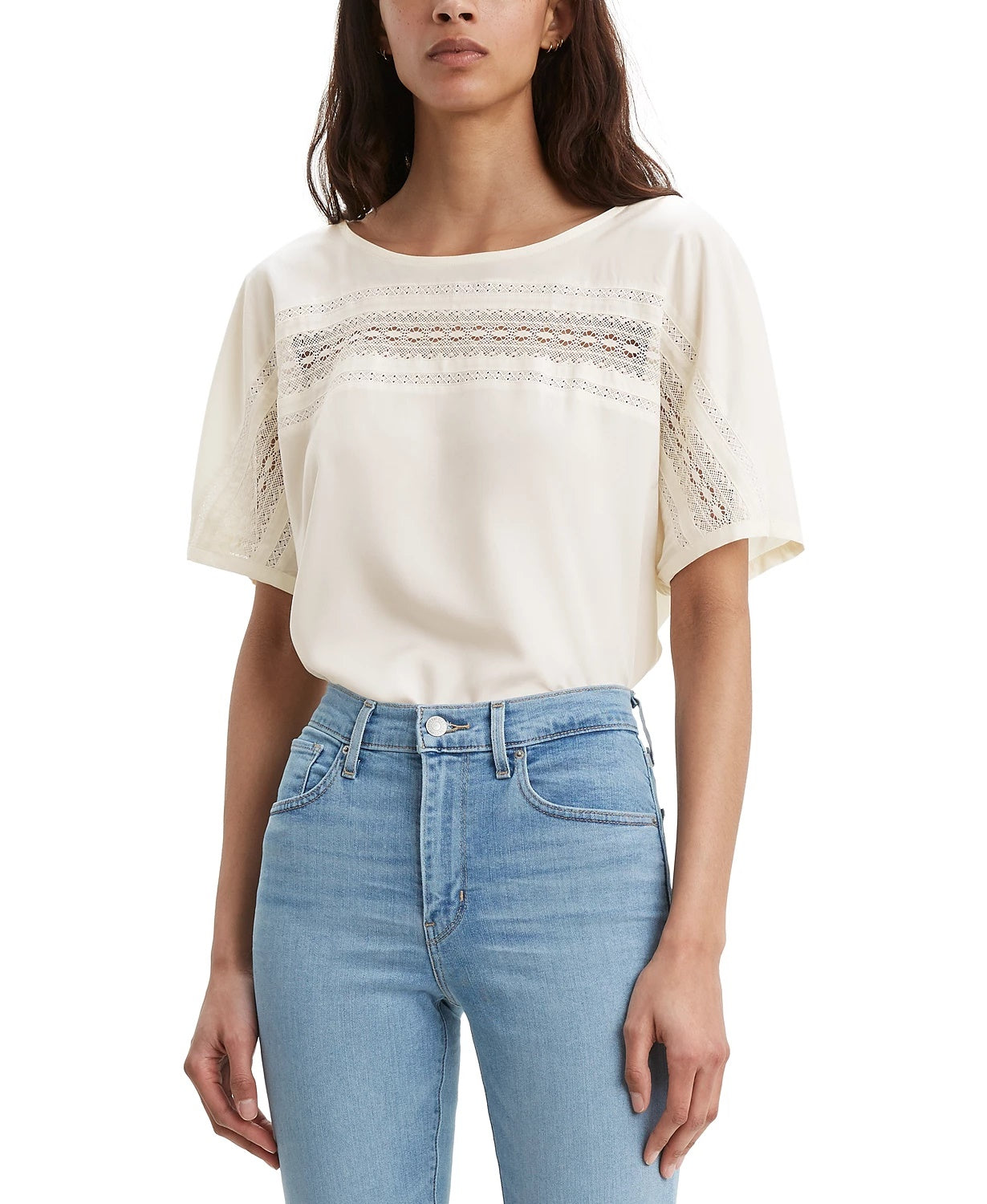 Camiseta Levi's Noe Lace Contrast Feminina Branca Tamanho XX-G