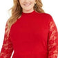 Suéter peplum de renda plus size feminino INC International Concepts, vermelho, tamanho 2X