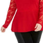 Suéter peplum de renda plus size feminino INC International Concepts, vermelho, tamanho 2X
