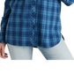 Camisa túnica xadrez com babados Audrey feminina Lucky Brand, azul, tamanho pequeno