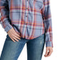 Camisa xadrez feminina Lucky Brand laranja tamanho médio