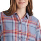 Camisa xadrez feminina Lucky Brand laranja tamanho XS