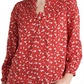 Blusa feminina Lucky Brand Gemma Smocked Yoke vermelha tamanho X-S