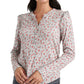 Lucky Brand Feminino Estampa Floral Babados Henley Vermelho Tamanho Grande