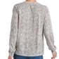 Blusa feminina de algodão com estampa animal e estampa camponesa Lucky Brand, branca, tamanho extra grande