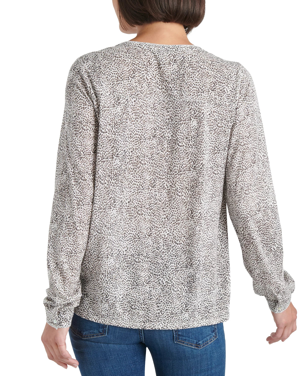 Blusa feminina de algodão com estampa animal e estampa camponesa Lucky Brand, branca, tamanho extra grande