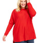 Suéter feminino plus size de manga comprida, alto e baixo, vermelho, tamanho 3X da International Concepts