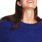 1.STATE Suéter Feminino de Gola Fina Terry Azul Marinho