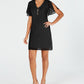 Vestido feminino Thalia Sodi com alças finas e colarinho, preto, tamanho médio