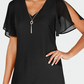 Vestido feminino Thalia Sodi com alças finas e colarinho, preto, tamanho médio