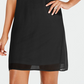 Vestido feminino Thalia Sodi com alças finas e colarinho, preto, tamanho médio