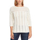 Suéter feminino Vince Camuto com decote canoa e mangas longas, tamanho médio, branco