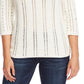 Suéter feminino Vince Camuto com decote canoa e mangas longas, tamanho médio, branco