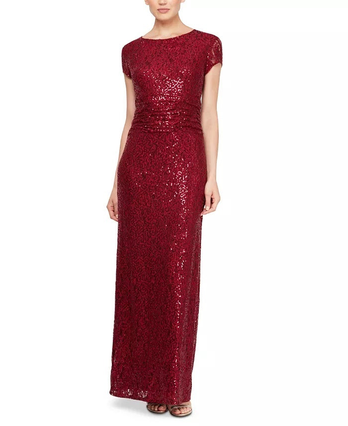 Vestido de renda com lantejoulas da SL Women's Fashions, vermelho, tamanho 10