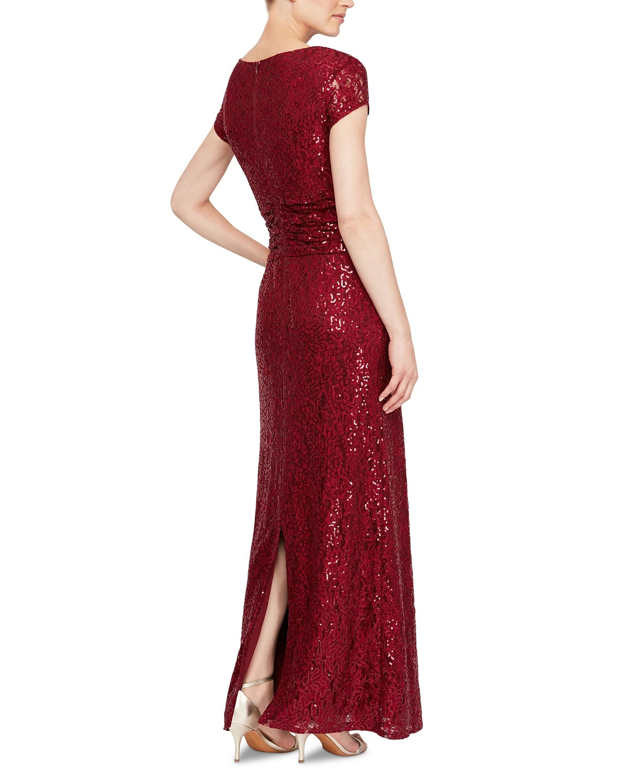 Vestido de renda com lantejoulas da SL Women's Fashions, vermelho, tamanho 10