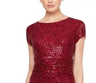 Vestido de renda com lantejoulas da SL Women's Fashions, vermelho, tamanho 10