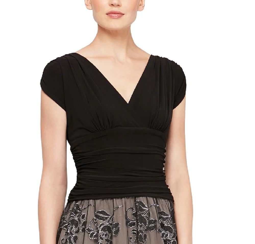 Vestido feminino SL Fashions com estampa floral evasê, tamanho 14, na cor carvão