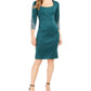 Vestido curto feminino SL Fashions com decote profundo e detalhes em verde, tamanho 18