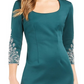 Vestido curto feminino SL Fashions com decote profundo e detalhes em verde, tamanho 18