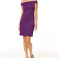 Vestido feminino Thalia Sodi com decote ombro a ombro e acabamento em malha, roxo, tamanho grande