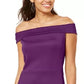 Vestido feminino Thalia Sodi com decote ombro a ombro e acabamento em malha, roxo, tamanho grande