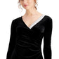Vestido envelope falso com detalhes de veludo MSK feminino, preto, tamanho extragrande
