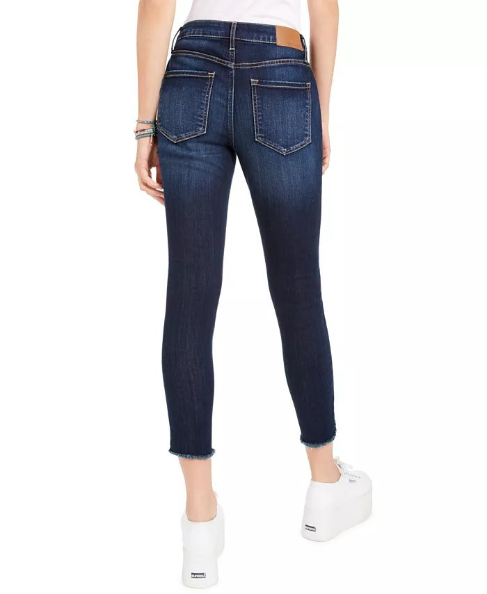 Calça jeans skinny American Rag Juniors de cintura alta e barra crua, tamanho 9, azul