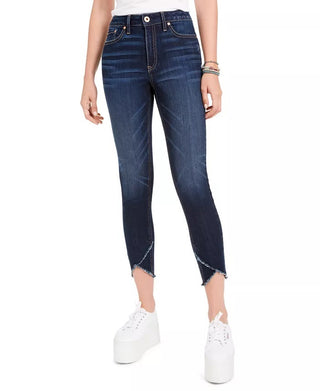 Calça jeans skinny American Rag Juniors de cintura alta e barra crua, tamanho 9, azul