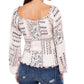 Blusa estampada American Rag Junior com mangas curtas e babados, tamanho X-S