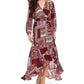 Vestido longo estampado American Rag Junior's Surplice vermelho escuro tamanho pequeno