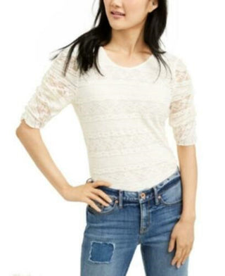 American Rag Juniors' Tie-Back Lace Blouse White Size Small